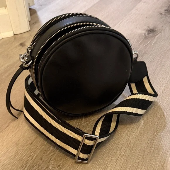 Marc Jacobs Black Circular Crossbody with Striped Strap - Picture 3 of 5